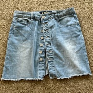denim mini skirt